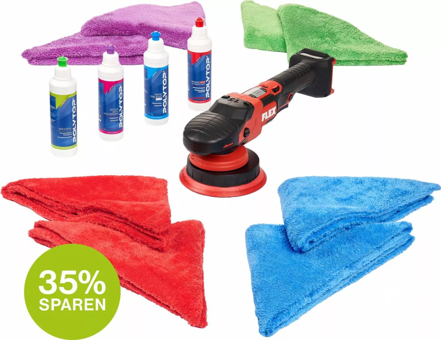 Set-Deal Akku-Exzenterpolierer FLEX XFE 15 150 18-EC C